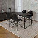 Ver imagem 1 de Mesa Industrial Base Ferro Preto 137x90 Tampo Preto 4 Cadeiras Eiffel Ferro Preto Assento Preto