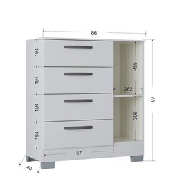 Cômoda Poquema 1 Pota 4 Gavetas - 4