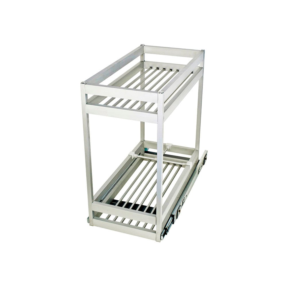 Porta Tempero Lateral Aluminio Fosco com Bandeja Inox com Corrediça com Amortecedor 130x450x450 Mm 9 - 1