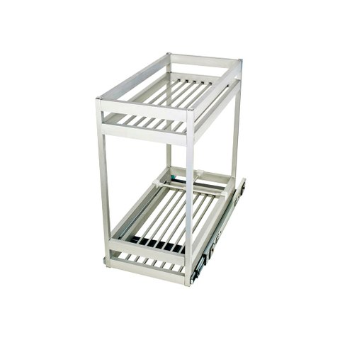Porta Tempero Lateral Aluminio Fosco com Bandeja Inox com Corrediça com Amortecedor 130x450x450 Mm 9