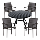 Ver imagem 1 de Conjunto de Mesa Ripada 1,20m + 4 Cadeiras Piscina Jardim Tela Sling Alumínio Preto