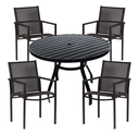 Ver imagem 1 de Conjunto de Mesa Ripada 1,20m + 4 Cadeiras Piscina Jardim Tela Sling Alumínio Preto