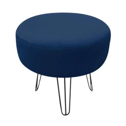 Puff Banqueta Berlim Redondo Suede Azul Marinho Pés de Aço Aramado - 2