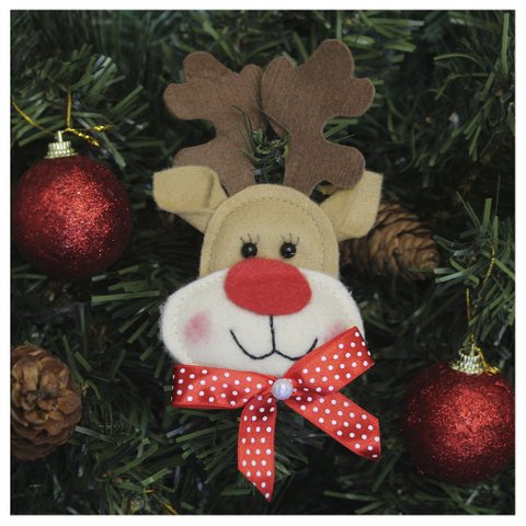 Enfeite Pendente Para Árvore De Natal Rena 13cm 6 Unidades