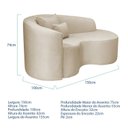 Ver imagem 3 de Recamier Curvo Orgânico 150cm 2 Lugares Lado Direito para Sala de Estar Linho Londres