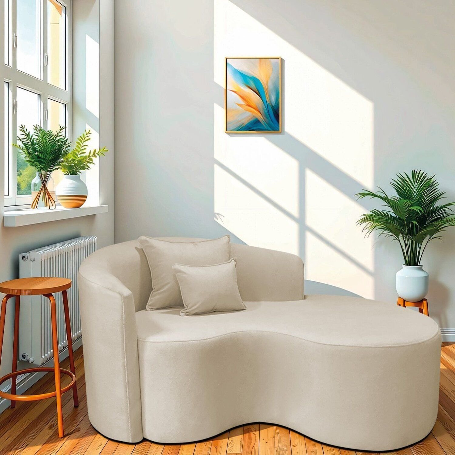 Recamier Curvo Orgânico 150cm 2 Lugares Lado Direito para Sala de Estar ...