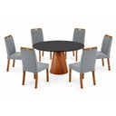 Ver imagem 1 de Conjunto Sala de Jantar Mesa Gênova 6 Lugares Tampo Redondo Vidro Preto com Cadeiras Dallas 130cm