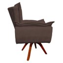 Ver imagem 3 de Poltrona Decorativa Giratória Gran Opala Base Madeira Suede Marrom