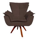 Ver imagem 2 de Poltrona Decorativa Giratória Gran Opala Base Madeira Suede Marrom