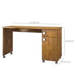 Escrivaninha 1 Gaveta e Rodízios Office Malta - 3