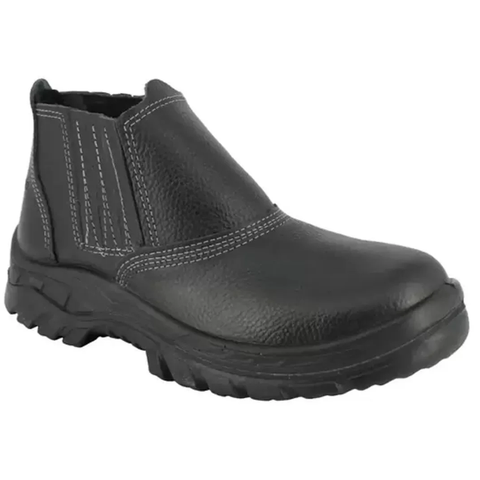 Botina Primavera Alta Segurança Bico Pvc Elastico e Couro - Preta:38/preto