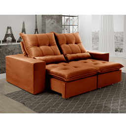 Sofá Retrátil e Reclinável 2,10m Platina Vivaro Decor Suede Terracota - 1