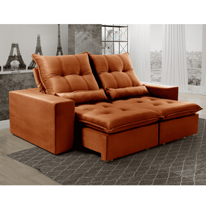 Sofá Retrátil e Reclinável 2,10m Platina Vivaro Decor Suede Terracota
