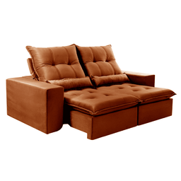 Sofá Retrátil e Reclinável 2,10m Platina Vivaro Decor Suede Terracota - 2