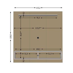 Painel para Tv Ate 47 Polegadas Sala Moderna Gama com 2 Nichos Mdr - 3