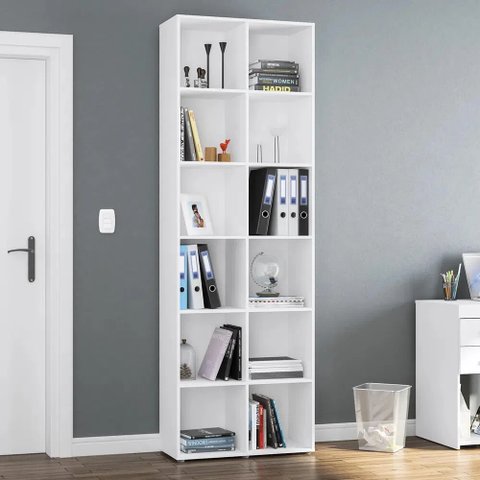 Estante Livreiro com 12 Nichos Caracol - Branco