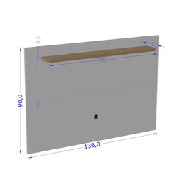 Painel Para Sala TV Ate 50 Polegadas Suspenso 1 Prateleira Flexível Kenzo Off White - 3