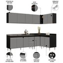 Ver imagem 3 de Armário de Cozinha Modulado de Canto 6 Peças Cp33 com Pia Inox Preto/cinza - Lumil Lumil Móveis