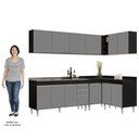 Ver imagem 5 de Armário de Cozinha Modulado de Canto 6 Peças Cp33 com Pia Inox Preto/cinza - Lumil Lumil Móveis