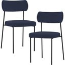 Ver imagem 1 de Kit 02 Cadeiras Estofadas para Sala de Jantar Melina L02 Suede Azul Marinho - Lyam Decor