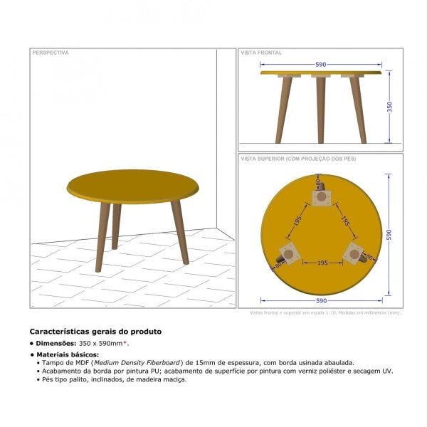 Mesa de Centro Redonda Brilhante Off White - 3