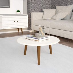 Mesa de Centro Redonda Brilhante Off White - 1