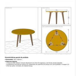 Mesa de Centro Redonda Retrô Brilhante Decor Móveis Bechara - 3