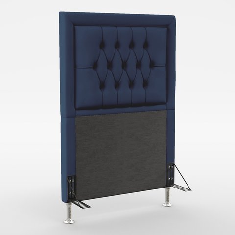 Cabeceira Estofada Decorativa Pegasus 90 Para Cama de Solteiro Sued Azul Marinho Aradecor