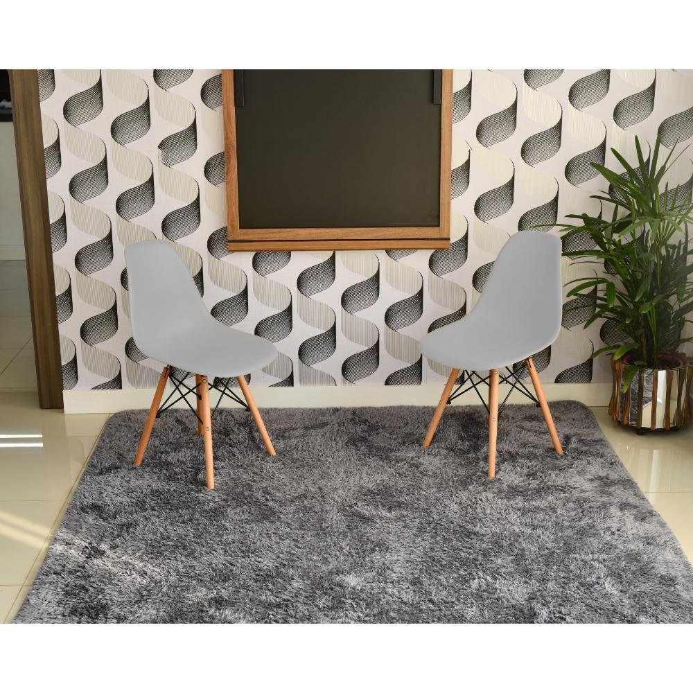 Conjunto de Mesa Dobrável Retrátil 1,40 Preto/Noronha + 2 Cadeiras Eiffel - Cinza - 3