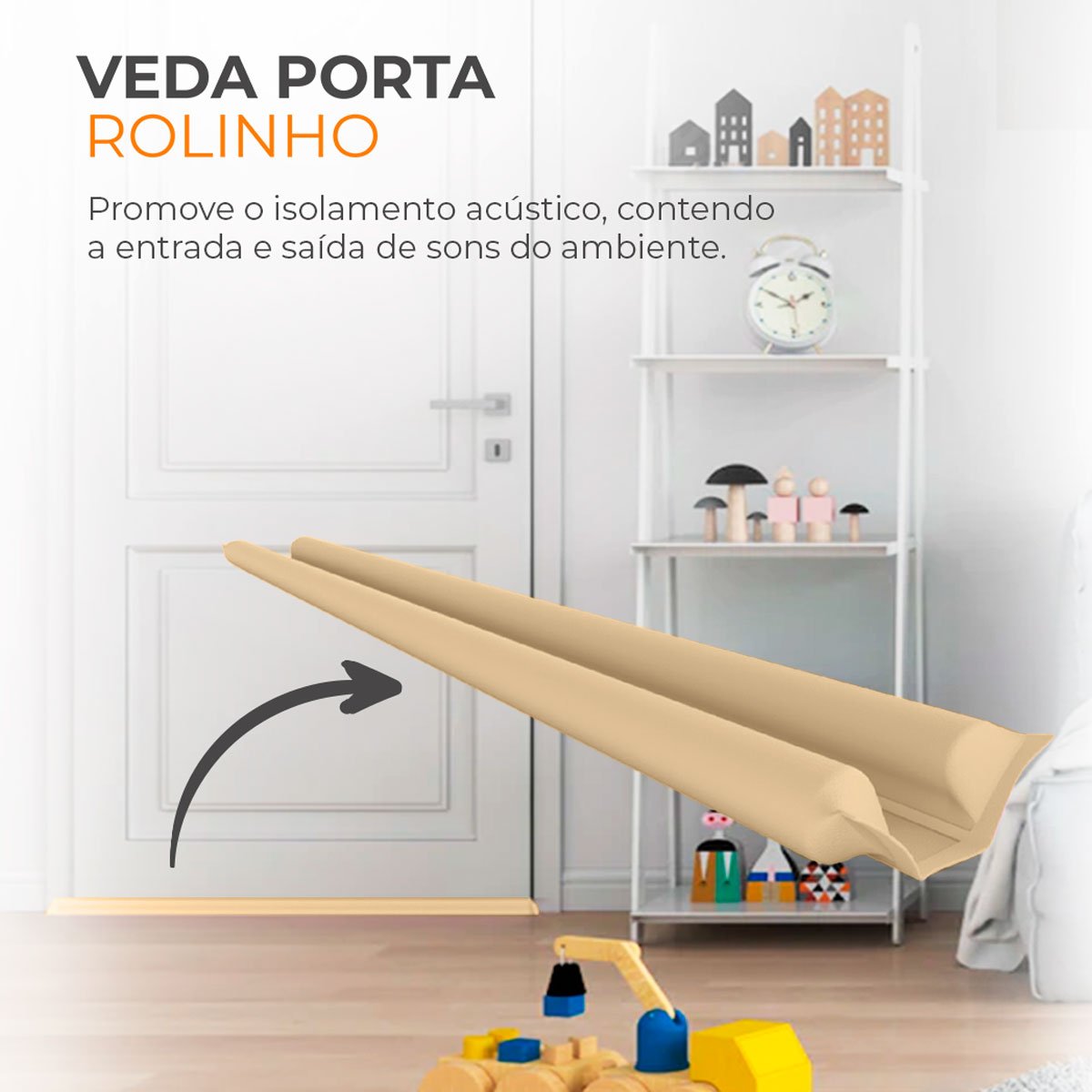 Veda Porta Rolinho 90cm Ajustável em Couro Sintético e Espuma Comfort Door Marrom Claro - 4