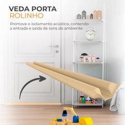 Veda Porta Rolinho 90cm Ajustável em Couro Sintético e Espuma Comfort Door Marrom Claro - 4