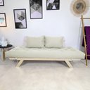 Ver imagem 3 de Sofá Japão Futon Sarja Impermeável Branco Off em Madeira Maciça