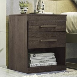 Mesa de Cabeceira Plus 2 Gavetas Ébano - PR Móveis - 2