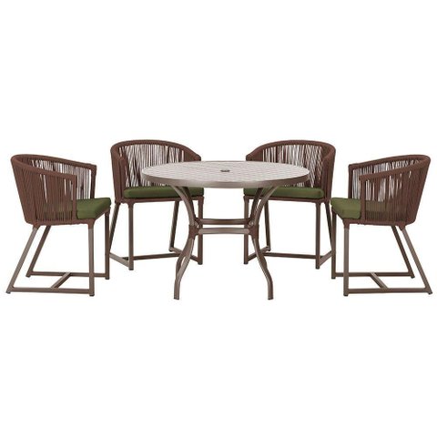 Mesa com 4 Cadeiras e Noronha Estofado 13 Trama Original Marrom