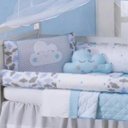 Ver imagem 2 de Kit Protetor Berço Americano Menino 10 Peças Nuvem Azul Bebê