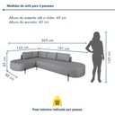 Ver imagem 3 de Sofá de Canto Orgânico 4 Lugares 265cm Base de Ferro Chaise Esquerda Luna Yescasa