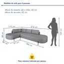 Ver imagem 3 de Sofá de Canto Orgânico 4 Lugares 265cm Base de Ferro Chaise Esquerda Luna Yescasa