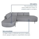 Ver imagem 4 de Sofá de Canto Orgânico 4 Lugares 265cm Base de Ferro Chaise Esquerda Luna Yescasa
