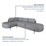 Sofá de Canto Orgânico 4 Lugares 265cm Base de Ferro Chaise Esquerda Luna - 5