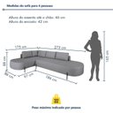 Ver imagem 3 de Sofá de Canto Orgânico 4 Lugares 272cm Base de Ferro Chaise Esquerda Luna Yescasa