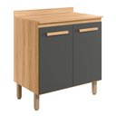 Ver imagem 1 de Balcão Intenza com Tampo 80 Cm e 2 Portas Freijo/chumbo