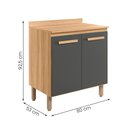 Ver imagem 3 de Balcão Intenza com Tampo 80 Cm e 2 Portas Freijo/chumbo
