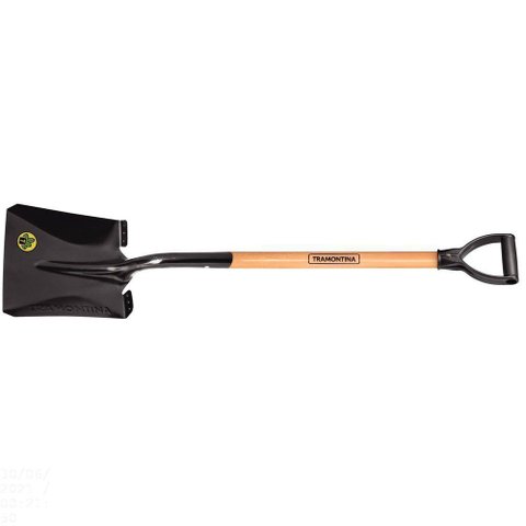 Pá Quadrada 417/20 em Aço com Cabo de Madeira 71 Cm com Empunhadura Plástica Reta Ergonôm