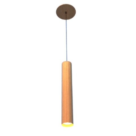 Pendente Tubo Cilindro 50cm 1xGU10 Em Madeira - Freijó