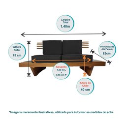 Sofá 2 Lugares Xangai Madeira Nobre Cinza Sala Moderna - 4