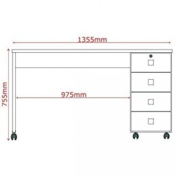 Mesa para Escritório 4 Gavetas e Rodízios Dubai - 3
