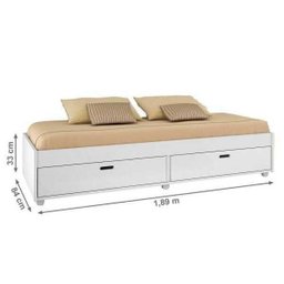 Cama Solteiro Puff Conquista Branco - 2