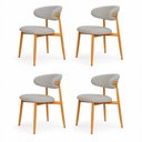 Ver imagem 3 de Kit 4 Cadeiras Decorativas Sala de Jantar Luxo Mavie Linho Cinza - Mozzelar