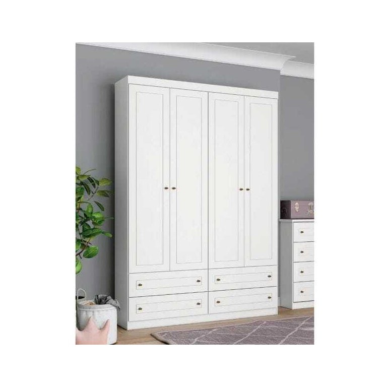 Guarda-roupa Americano com 4 Portas e 4 Gavetas - Branco