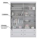 Ver imagem 3 de Guarda-roupa Americano com 4 Portas e 4 Gavetas - Branco